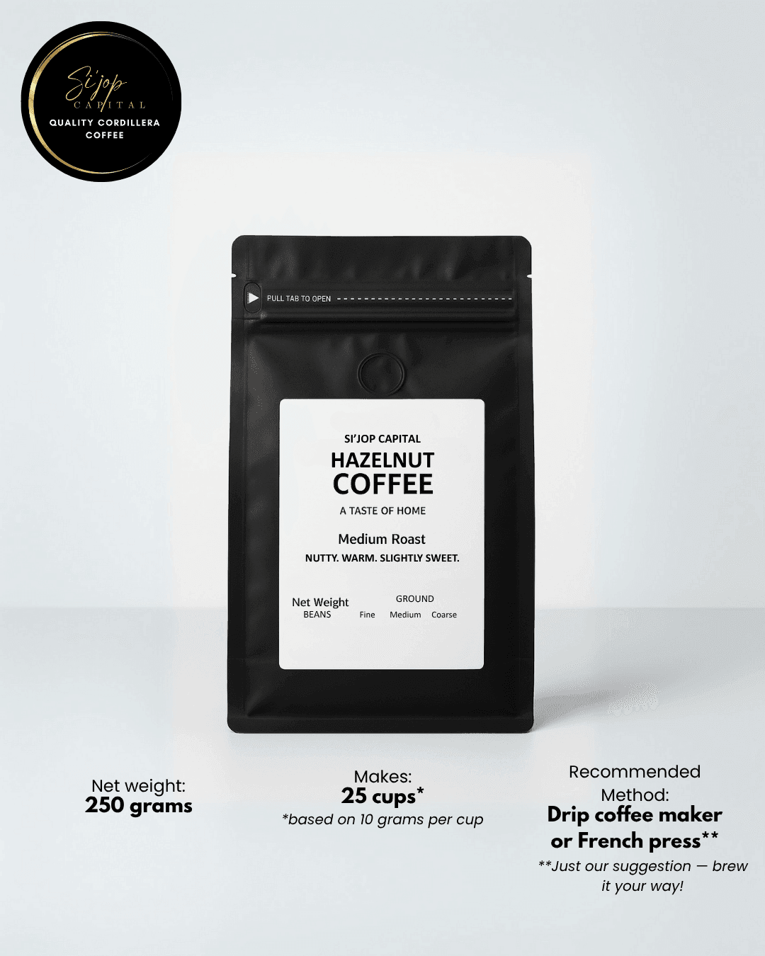 Hazelnut Coffee 250 grams - Si'jop Capital Specialty Coffee